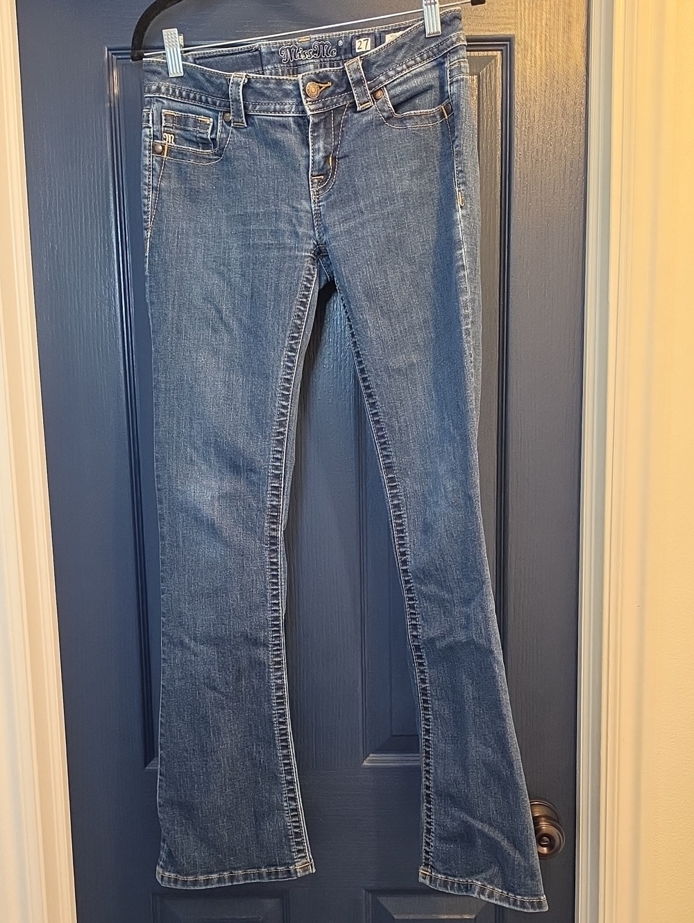 Miss Me Blue Flare Jeans with Subtle Distress
